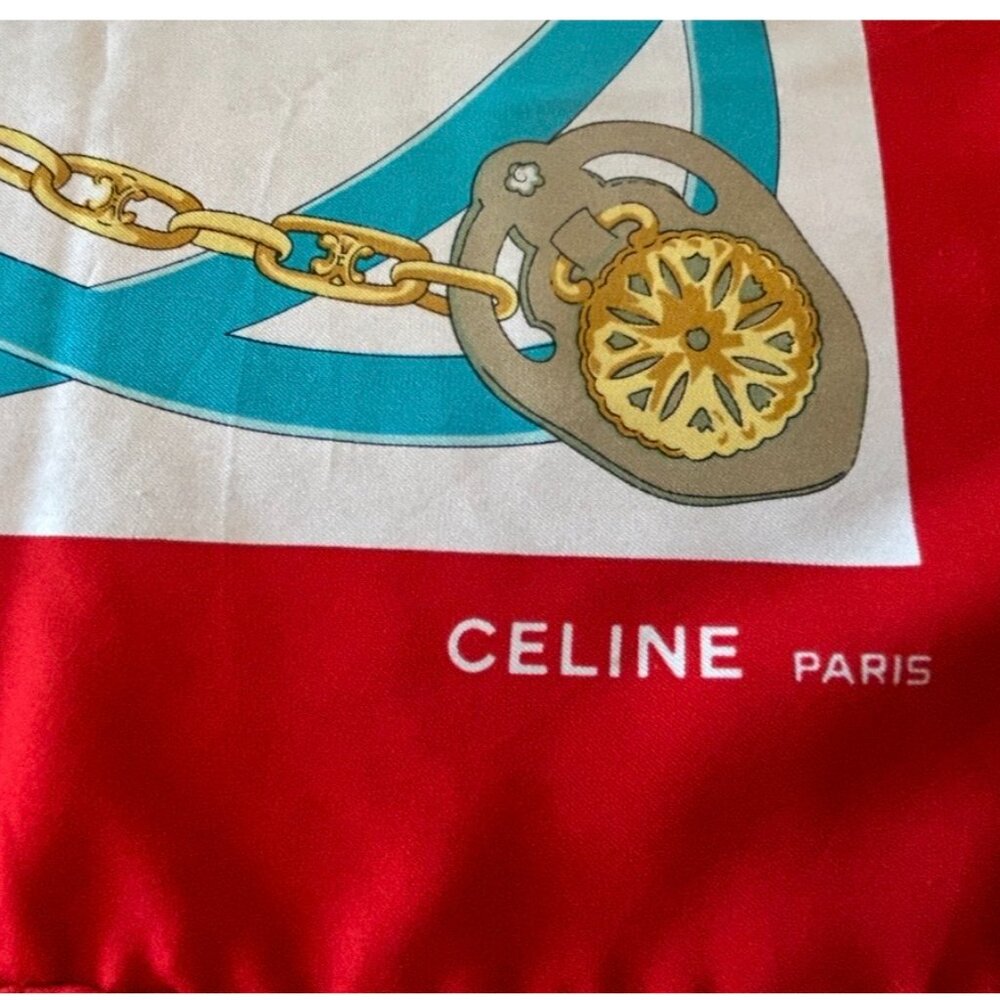 Vintage Celine Paris Equestrian Motif Silk Scarf, ~ 34 x 34 - Picture 4 of 16